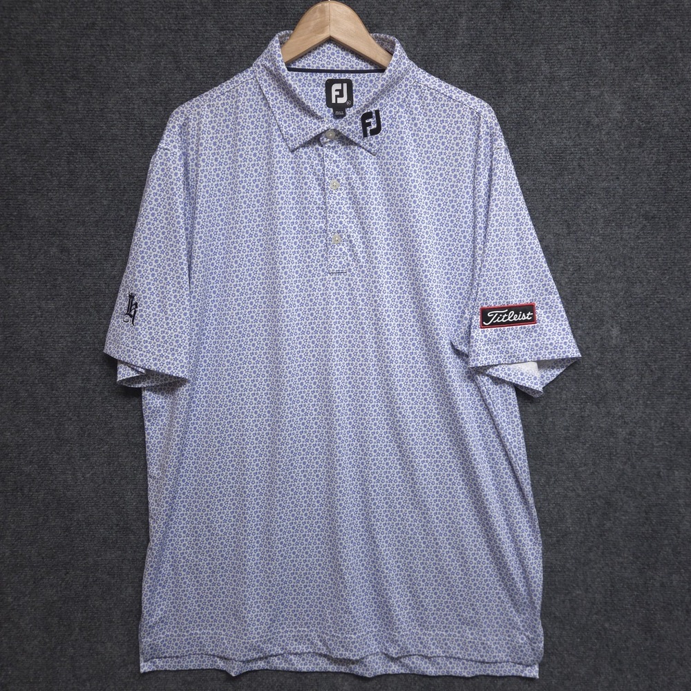 Footjoy Shirt Mens XL Titleist Performance Tour Purple Floral Polo Relaxed FLAW
